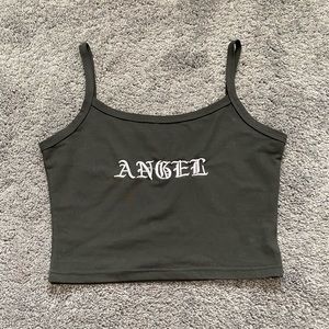 Romwe Black Angel Tank Top